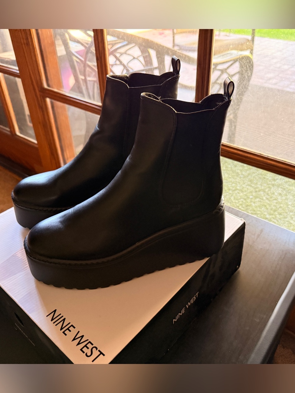 Nine West Black Platform Chelsea Ankle Boots